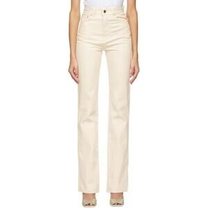 JACQUEMUS Le De Nimes High Rise Straight Flare Jeans in Ecru L'ANNEE 97 Denim